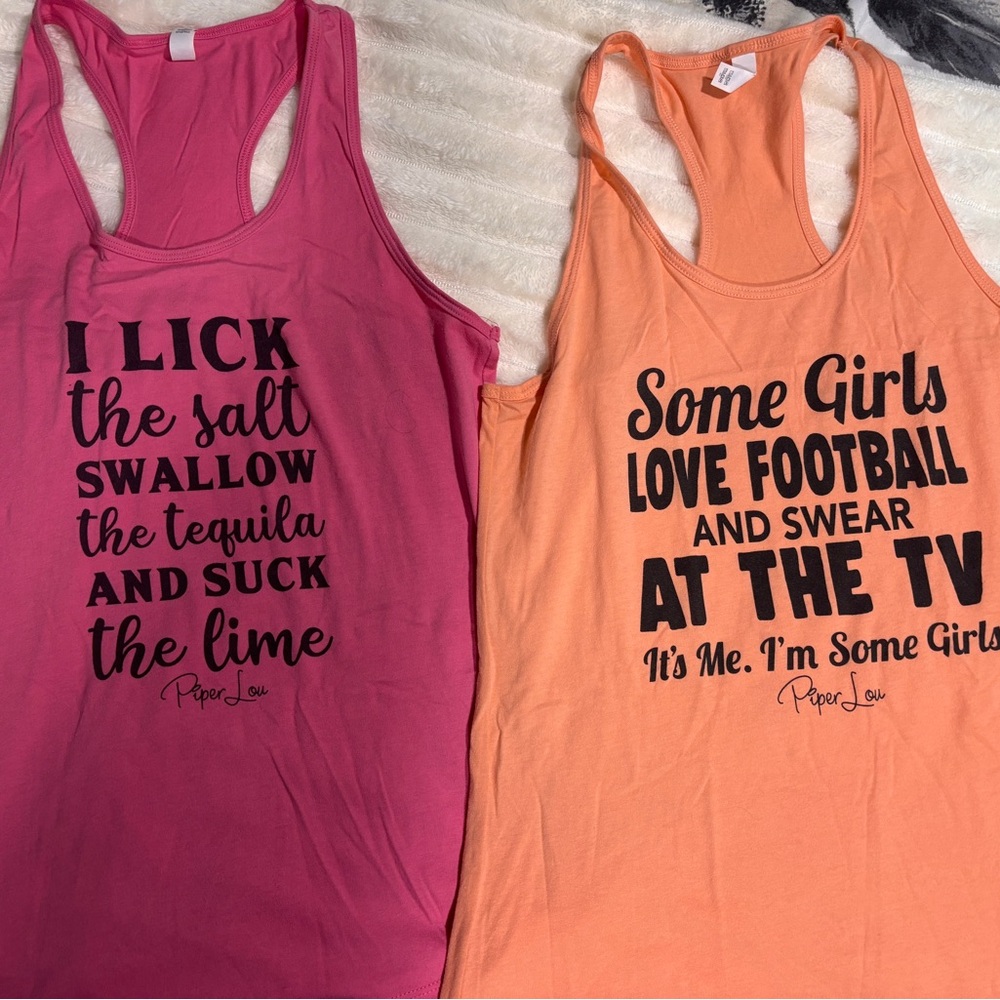 🔵 Pink and Orange Tank Tops